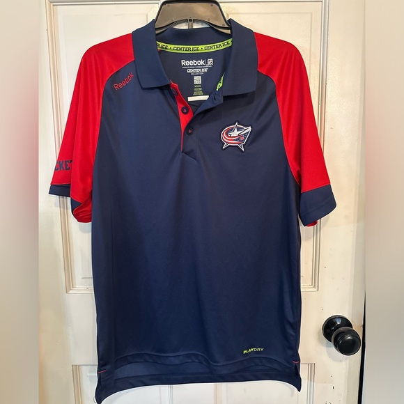 Reebok Center Ice NHL Columbus Blue Jackets Play Dry Polo Shirt Size Medium - Picture 1 of 10
